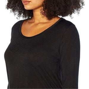 GAP Midnight Slub Knit Long Sleeve Tee Scoop Neck Side Slits Modal-Polyester